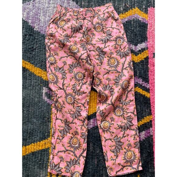 A.L.C. Henry Pants Pink Yellow Floral Print Linen ~ Sz 8 ~ Wardrobe Workhorse - Picture 2 of 7